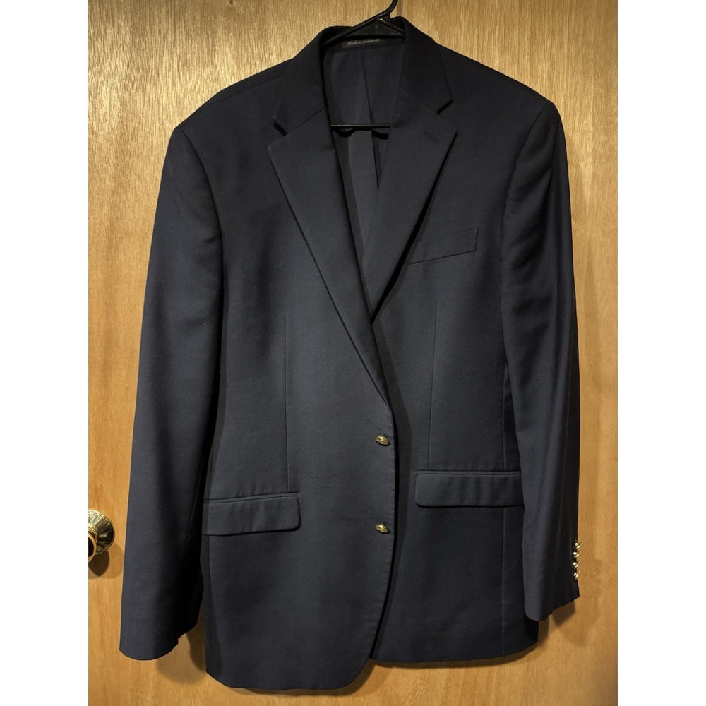 Lauren Ralph Lauren Navy Blue Gold Buttons Wool Sport Coat Blazer 41